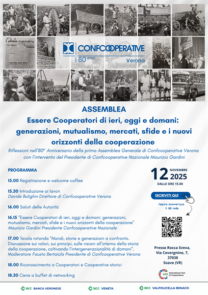 Assemblea per l’80esimo anniversario di Confcooperative Verona