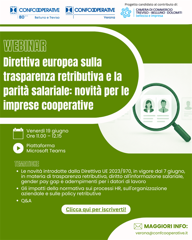 WEBINAR Direttiva UE sulla trasparenza retributiva e parità salariale